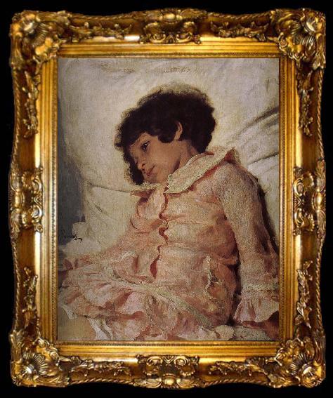 framed  Ilia Efimovich Repin Artist daughter, ta009-2